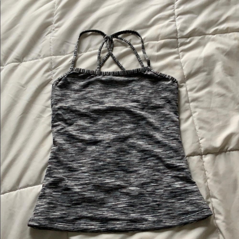 Dark gray crisscross back tank top